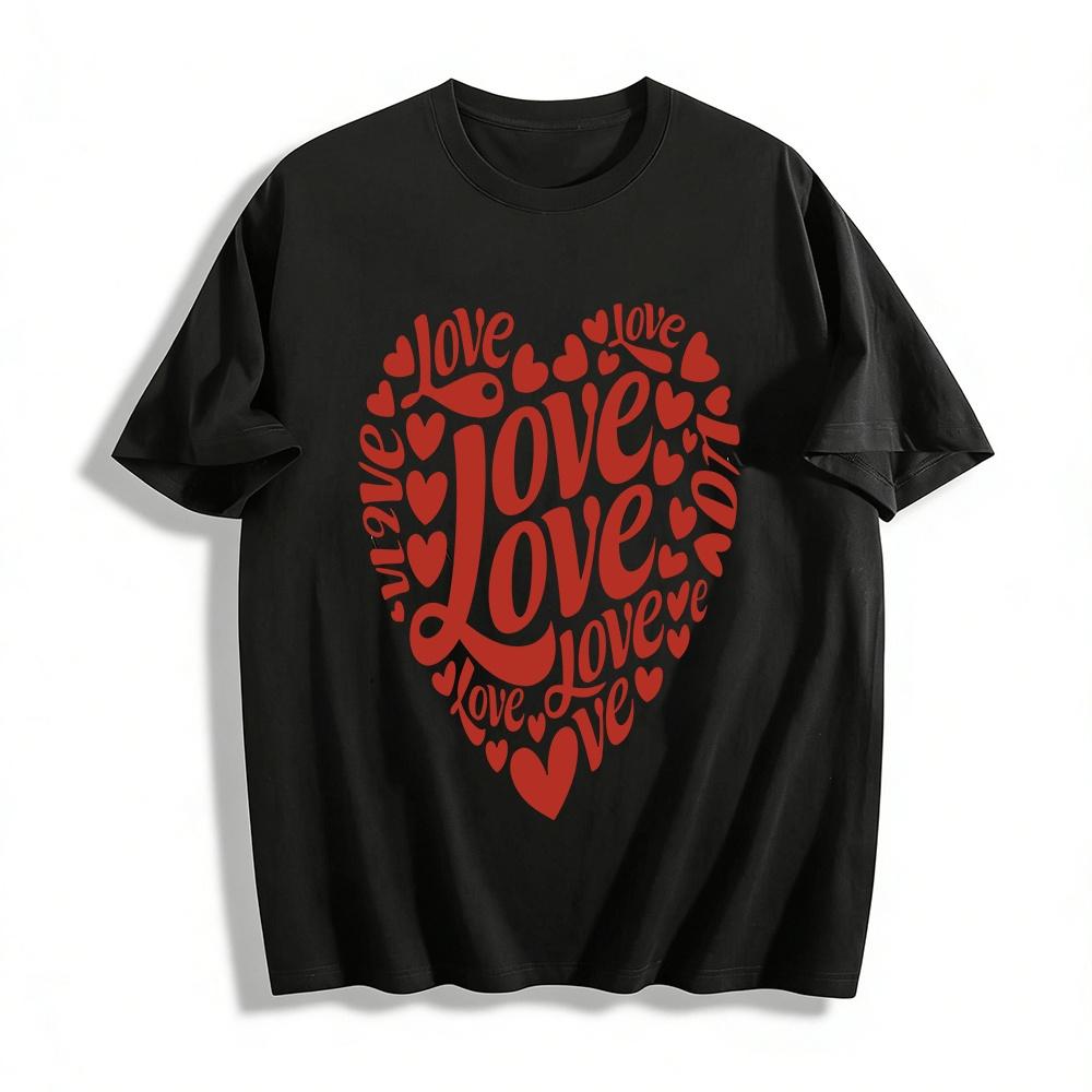 Love Heart Pattern Casual Tshirt Unisex Daily Wear Top Pure cotton T-shirt XXS