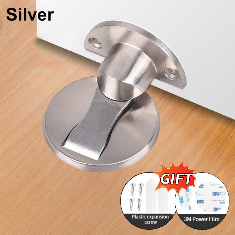 1/2PCS Punch Free Invisible Door Stop Strong Magnetic Household Bedroom Bathroom Anti Collision Mute Floor Selflocking Stopper