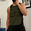 INCERUN Men Summer Sleeveless Big Cutout Casual Loose Tank Tops Outdoor Waistcoats