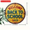 2d Flat 20*20cm Retro Style, Welcome Back To School, Wooden Logo Round, Rural Wooden Wall Decoration with Colorful Borders and Leaf Decorations