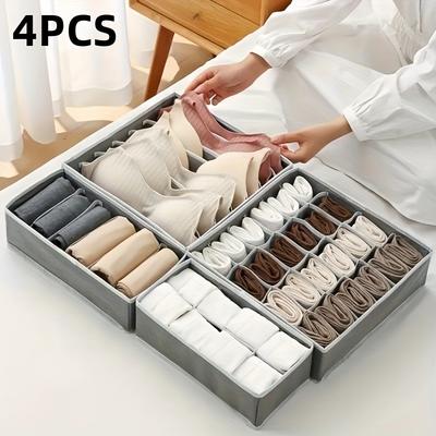 4-Pack Underwear & Bra Organizer Box, Multi-Layer Drawer Divider for Socks, Ties. Durable, Space-Saving, Compact Storage.