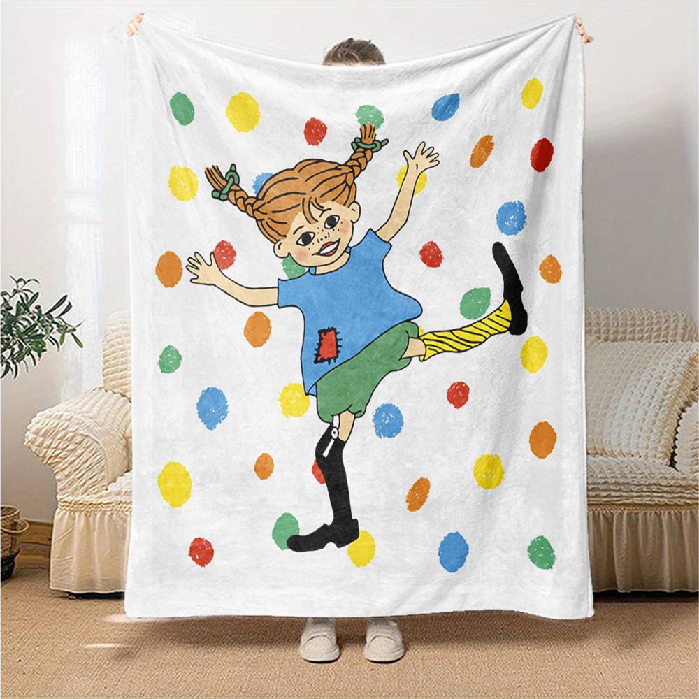 Coperta Stampata a Tema Pippi Calzelunghe - Perfetta per Divano, Letto, Viaggi e Uso all'Aperto | Lavabile in Lavatrice, Accogliente e Durevole.