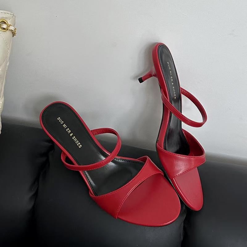 Fashion SUOJIALUN 2025 Summer New Brand Women Slipper Fashion Narrow Band Shallow Slides Thin Low Heel Outdoor Dress Sandal Pumps
