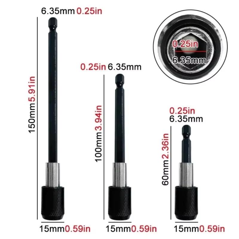 3pc Quickly Release Screwdriver Extension Rod Electric Drill Driver Quick Transfer Rod For DIY Enthusiasts Professional