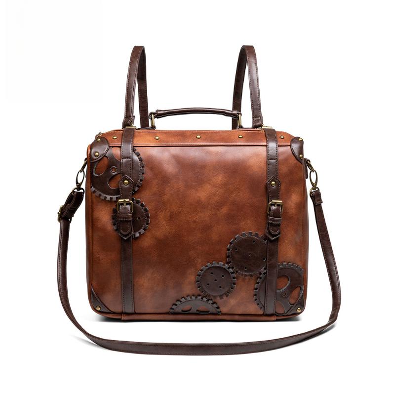 Steampunk Medieval Retro Style Large-capacity Contrasting Color Women's Messenger Bag Portable Shoulder Computer Bag Tide