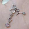 Heart Shape Belly Button Ring Pink Zircon Dangle Belly Ring Navel Piercing Jewelry  Body Jewelry