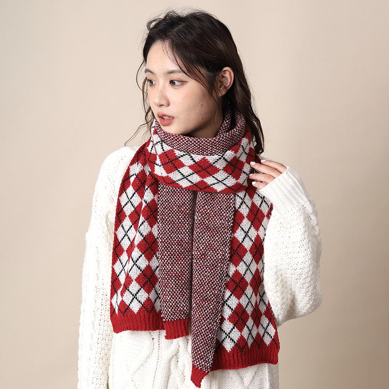 Scarf winter women's high-end plaid shawl new autumn versatile atmosphere scarf thickened two