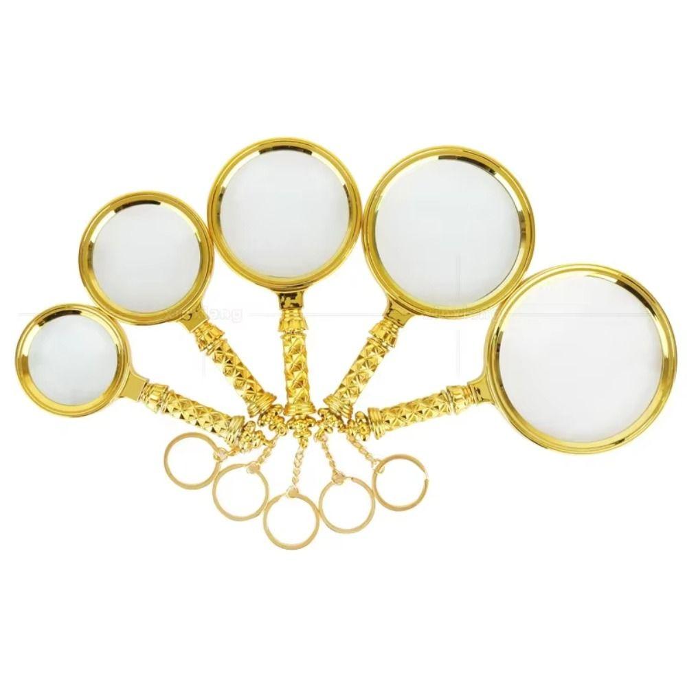 Gold Magnifying Glass Glass Lens Pocket Tool Retro Delicate Pattern Handle  Newspaper Reading