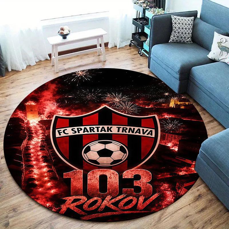 Kulatý koberec FC Spartak Trnava, Koberec do obývacího pokoje, ložnice, k pohovce, herny, Dekorace, Protiskluzová podložka