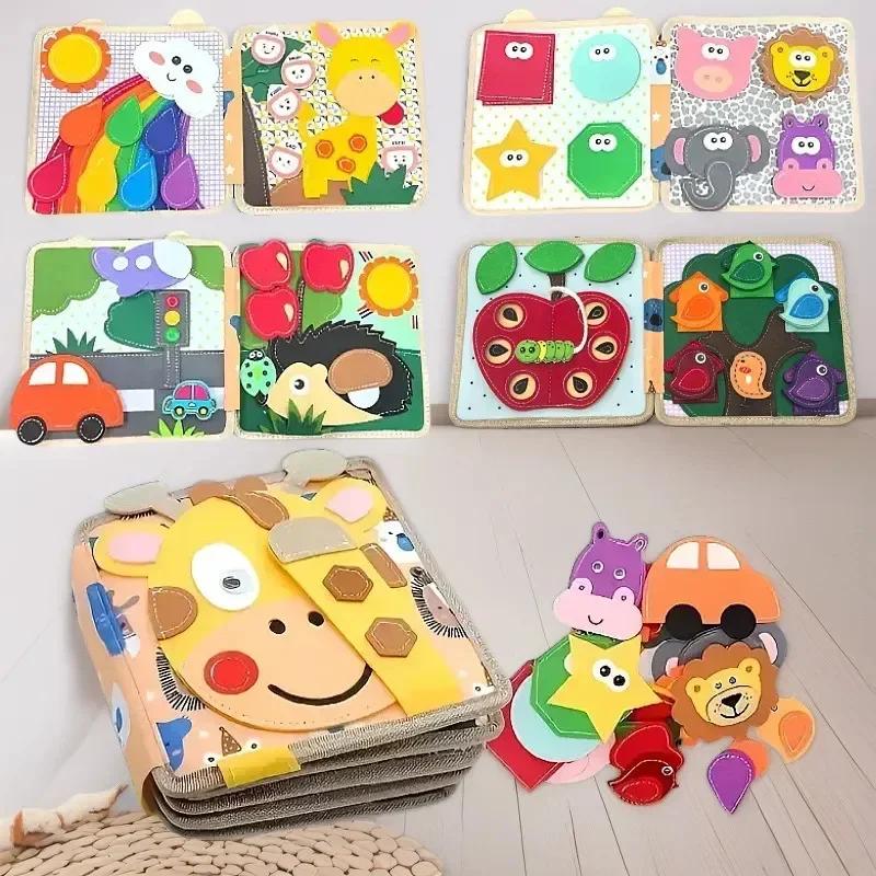 

Felt Learning Board Baby Enlightenment Learning Teaching Aid Dressing Button Montessori Early Education Children s toy Busy Book оленёнок