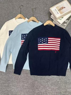 R~L Women's Heavyweight Star Embroidered Crew Neck Sweater - Versatile Autumn/Winter Fashion