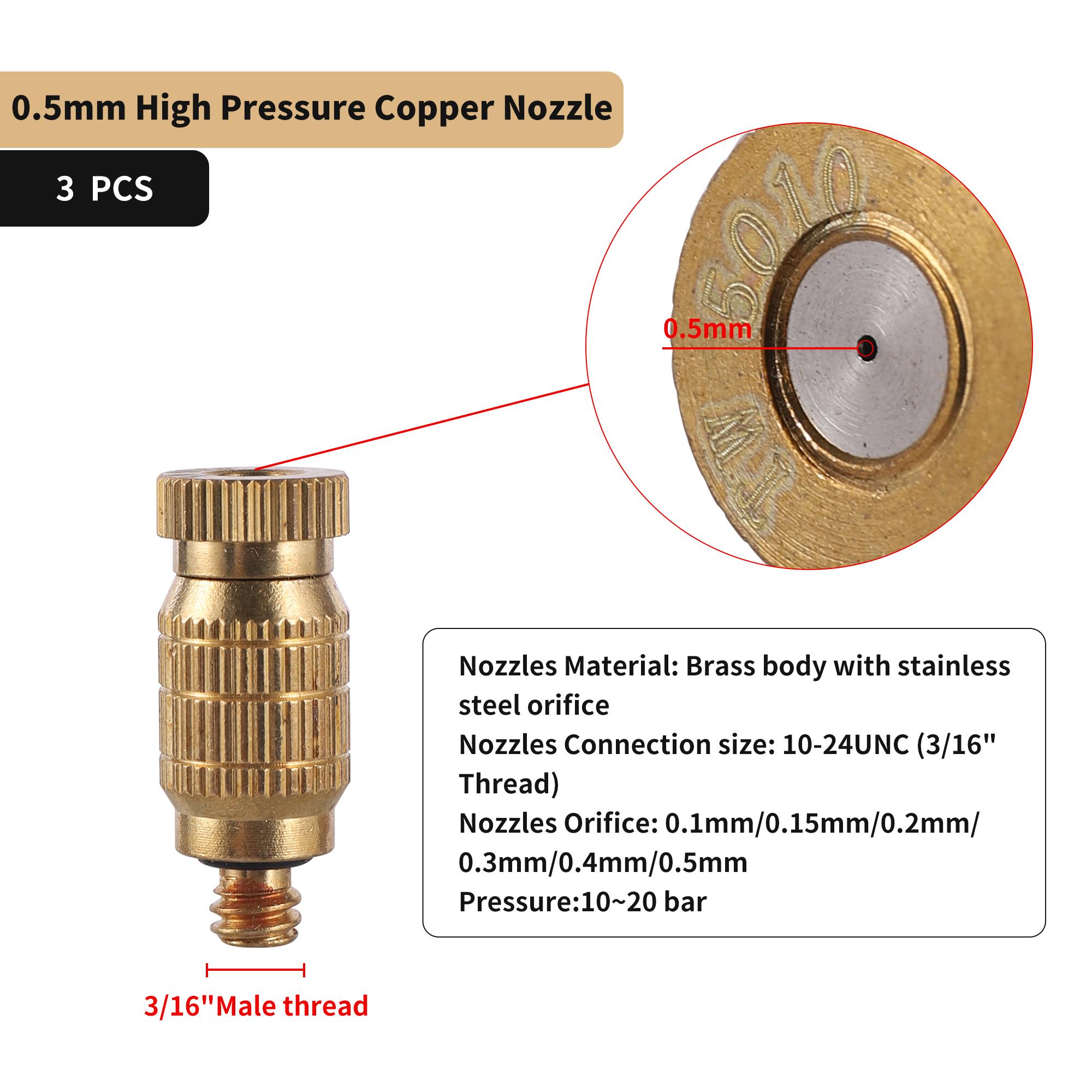 

3pcs Brass 0.1-0.7mm Atomizing Nozzle High Pressure Atomizing Atomizing Sprayer 3/16 Male Thread Industrial Humidifier Nozzle
