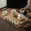 Portable outdoor travel suet jade porcelain kung fu tea set gift box, household cover bowl tea set, accompanying gift