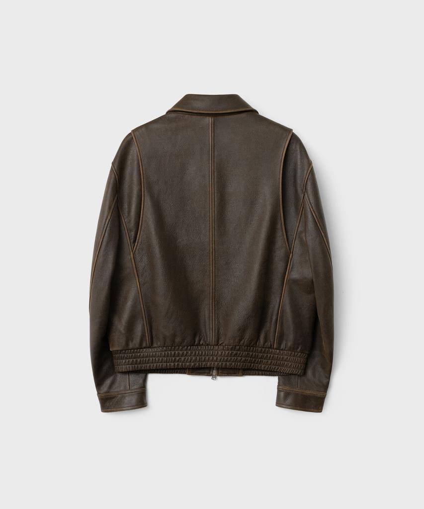 Belier Diagonal Leather Blouson - Vintage Brown
