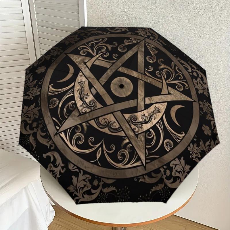 

1pc Pentagram Ornament Design Umbrella with Plastic Handle,Suitable for All Seasons Home Travel Outdoor UmbrellaDD692