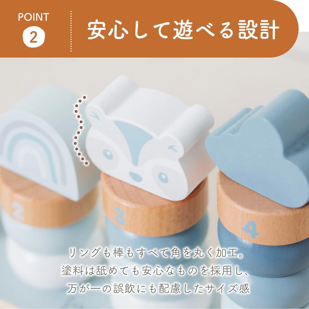 LabelLabel Little Stacking Wooden Stacking Toy, Educational Toy, Number and Color, Baby Toy for 1-2 Year Olds, Birthday Gift for Boys and Girls (Blue)