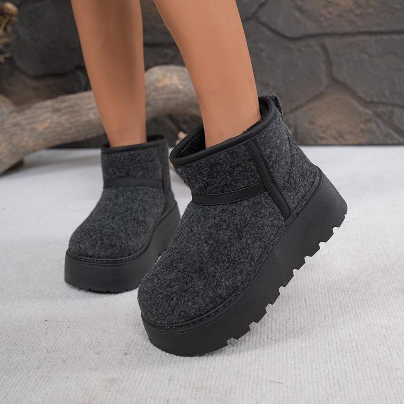 Women's Wide Width Platform Snow Boots, Plush Lined Winter Booties, Thickened Ankle Boots for Women