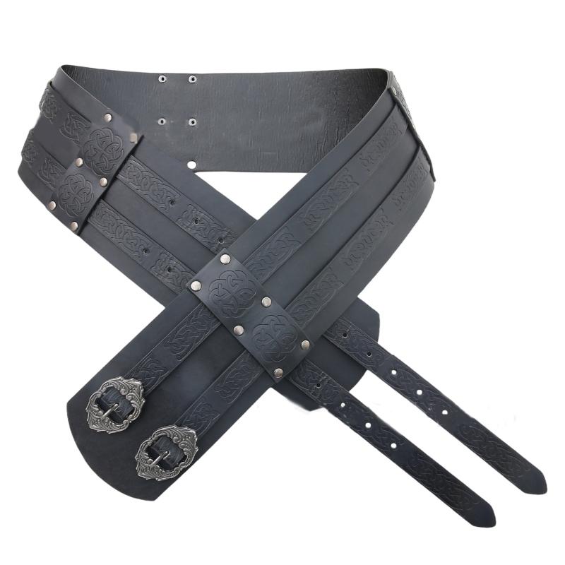 

Пояс Средневековья Идеально подходит для костюмированных вечеринок, собраний, косплея Тисненый ремень Широкий ремень Коричневый пояс для LARP 1 чёрный