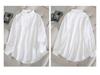 Spring Korean Style White Long Sleeve Slimming Shirt for Plus Size Women