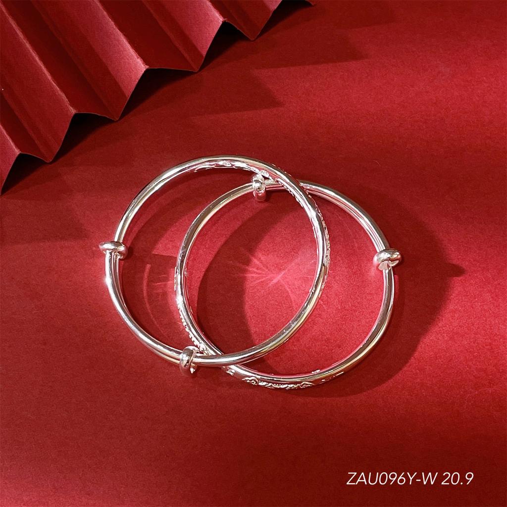 Zuyin 999 Pure Silver Annual Safety Push-pull Children's Bracelet with Intelligent and Auspicious Characters