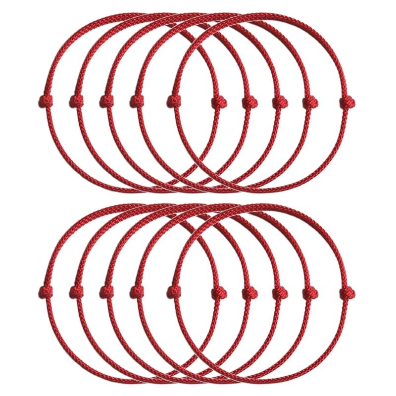 10 Pcs Minimalist DIY Red String Bracelet Adjustable Braid Rope Wristband Couple Jewelry Handmade Woven Bangle Jewelry