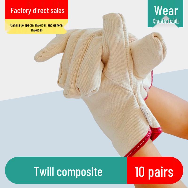 Heavy-Duty Anti-Slip Canvas Work Gloves – Durable, Double-Layer Protection for Construction and Welding