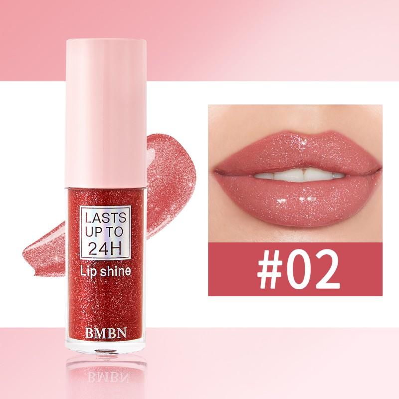 1PC Monochrome Shine Lip Gloss Lipstick - Shine Pink Gel Formula, Shine Lip Glaze, Contains Glitter, Instantly Create Glamorous Makeup
