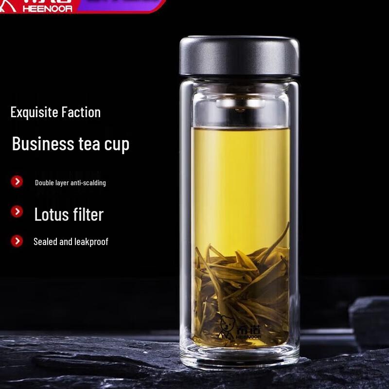 Heenoor Portable Double-Layer Insulated Glass Cup