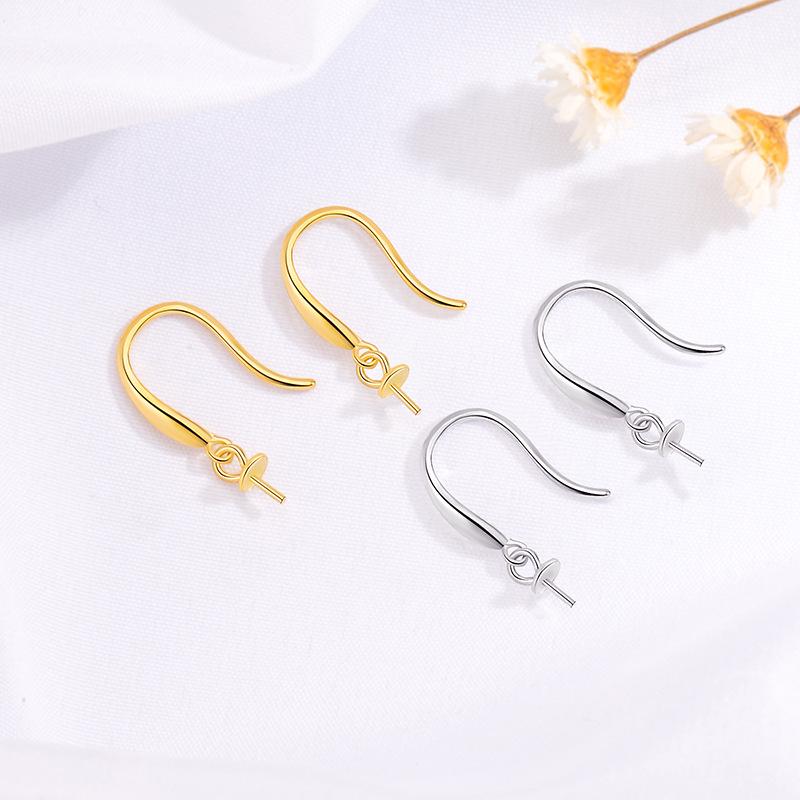 S925 Silver Pearl Earrings: Empty Setting Ear Wire, Hoop, Hook, Stud, Pendant, and Bottom Setting.