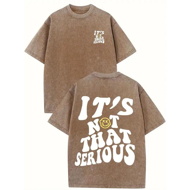 

European sizes Men s T-Shirt - IT s NOT THAT SERIOUS Slogan & Yellow joyful Face Print, Relaxed Fit Crew Neck Short Sleeve Tee, Casual Casual Attire S дубильная кора