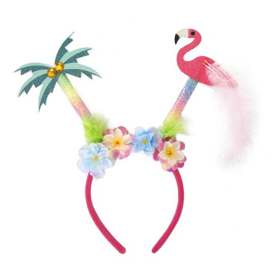 Hawaiian Party Headband Felt Luau Head Boppers Palm Tree Flamingo Pineapple Headbands for Summer Beach Themed Party Favors