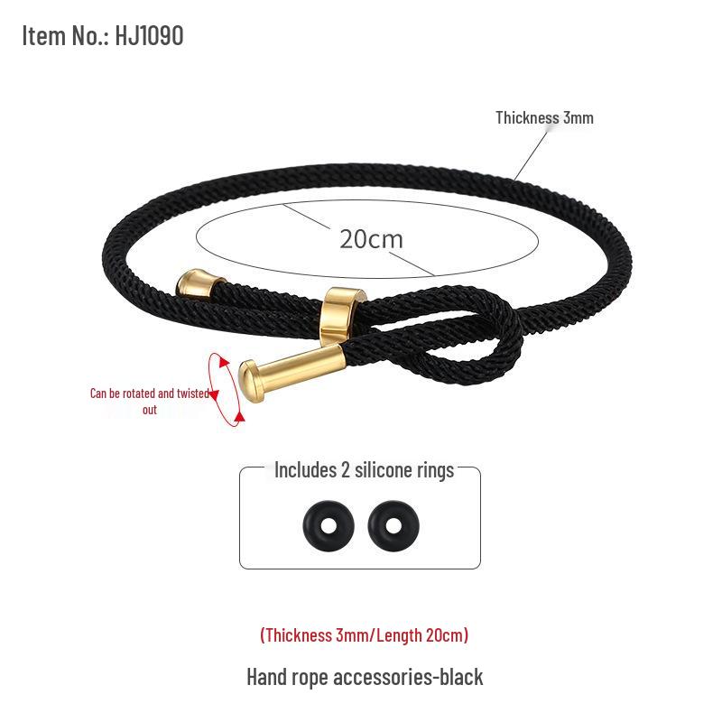 3D Gold Beaded Red and Black Milan Rope Bracelet for Couples - DIY Titanium Steel Design