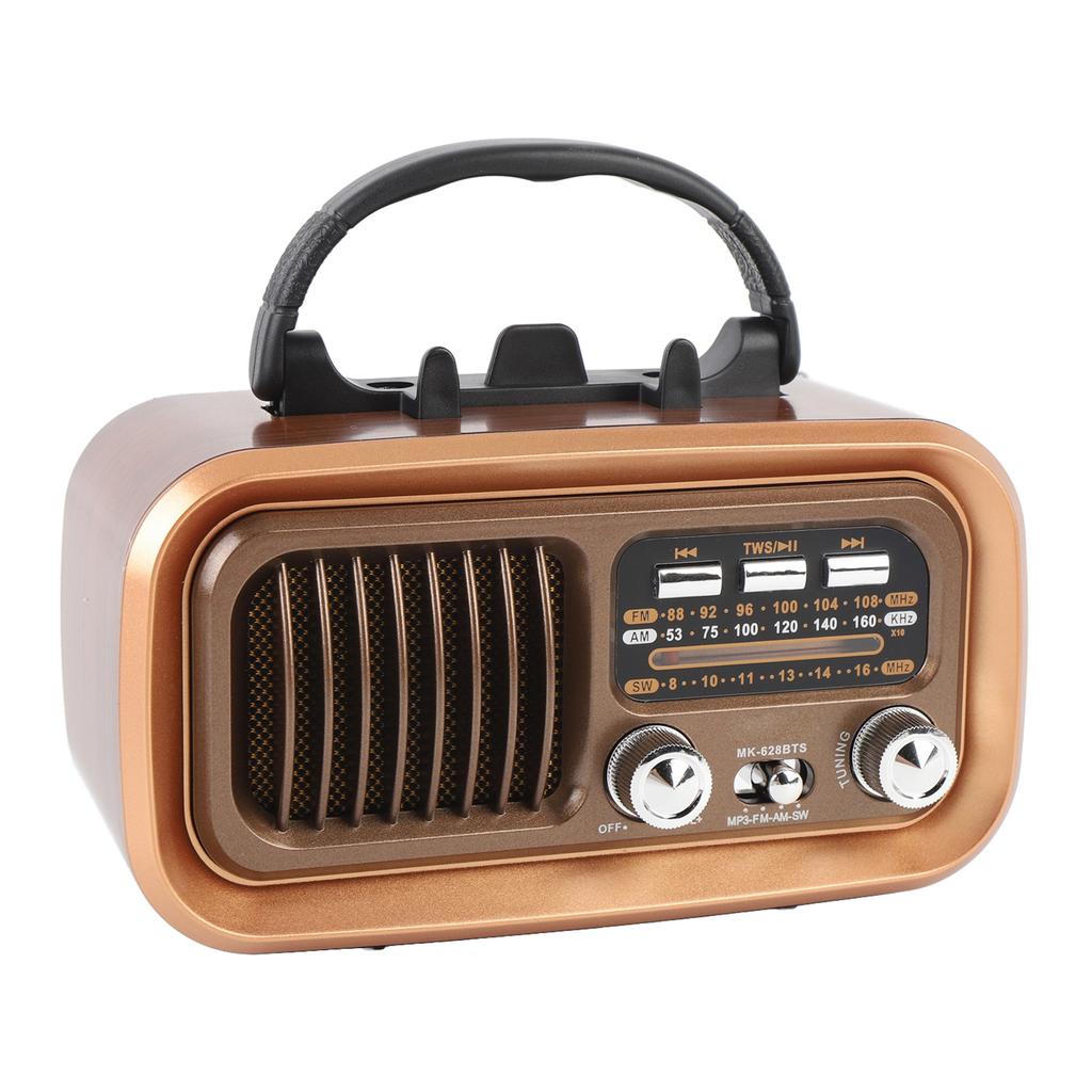 Retro Radio with   Spker Memory Card USB Playback Solar Battery Powered Rechargble Portable AM FM Radio for Outdoor Camping