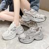 Thick-soled Pops Shoes Women's Summer Women's Mesh Breathable Women's Shoes Silver Heightening Casual Sports Shoes