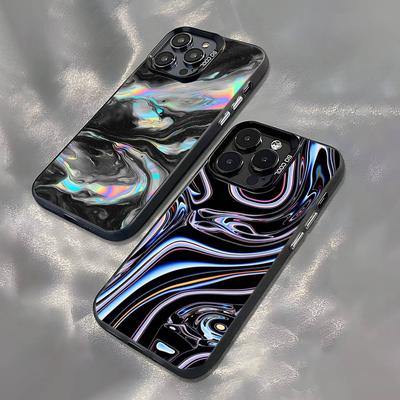 Psychedelic Trippy Holographic Phone Case For iPhone 17,16,15,14,13,12,11Pro,XS,Max,Plus,Mini Black Candy Matte Shockproof Cover
