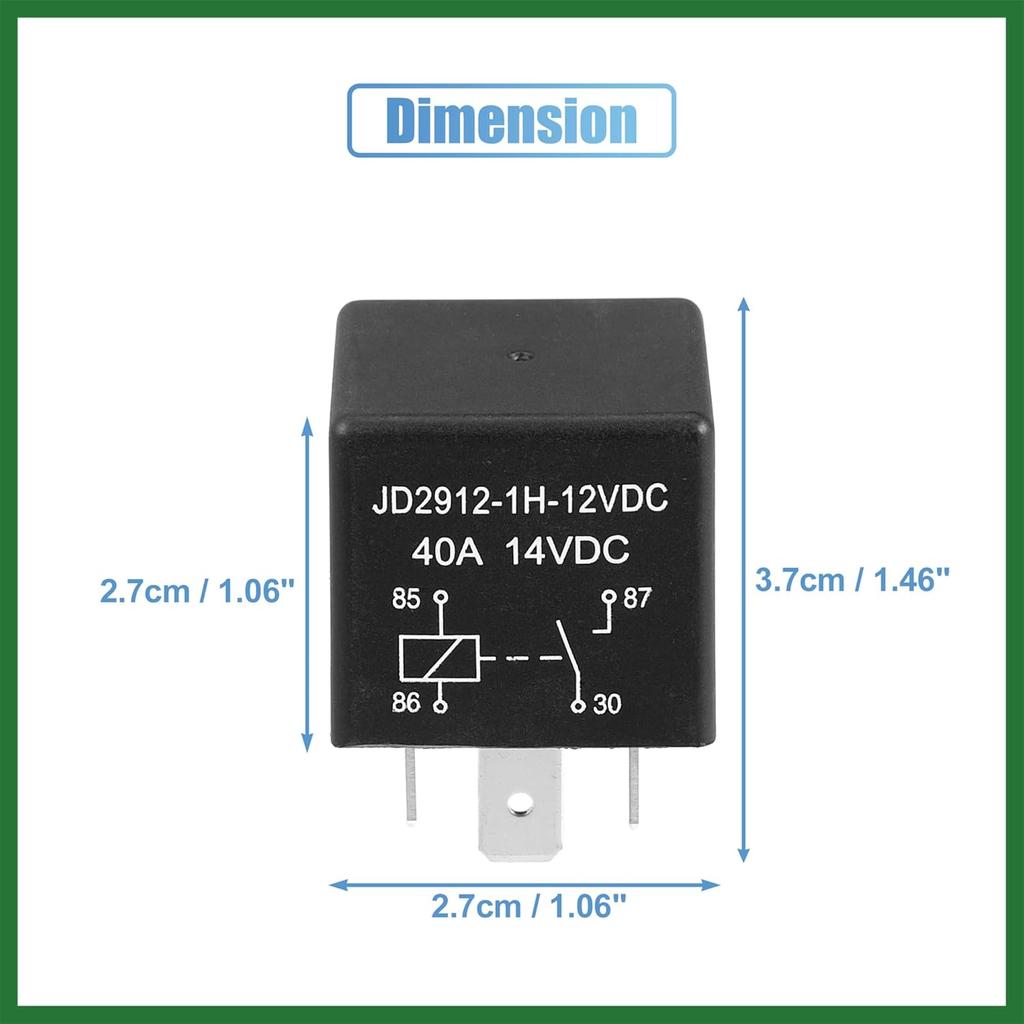 Motoforti 8 Pcs Car Relay 4 Pin 12V 40Amp SPST Model JD2912-1H-12VDC 40A 14VDC Automotive Relay Switches Long-Lasting