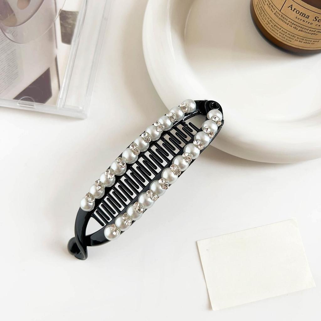 Toothed Non-slip Ponytail Clip-pea Clip With Diamond Beads