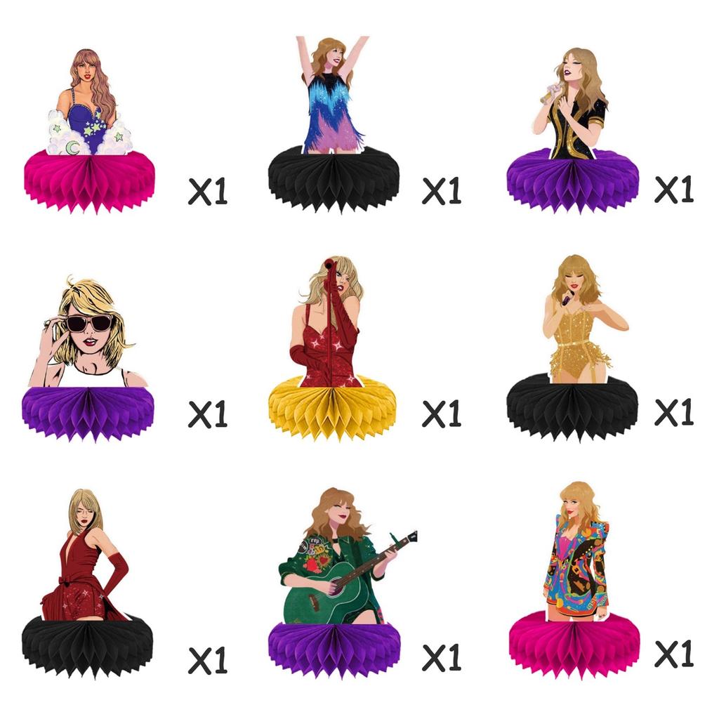 9 st födelsedagsdekorationer Honungskaka Centerpiece, 3D födelsedagskalasdekorationer, Festdekorationer Bordscenterpiece Fest