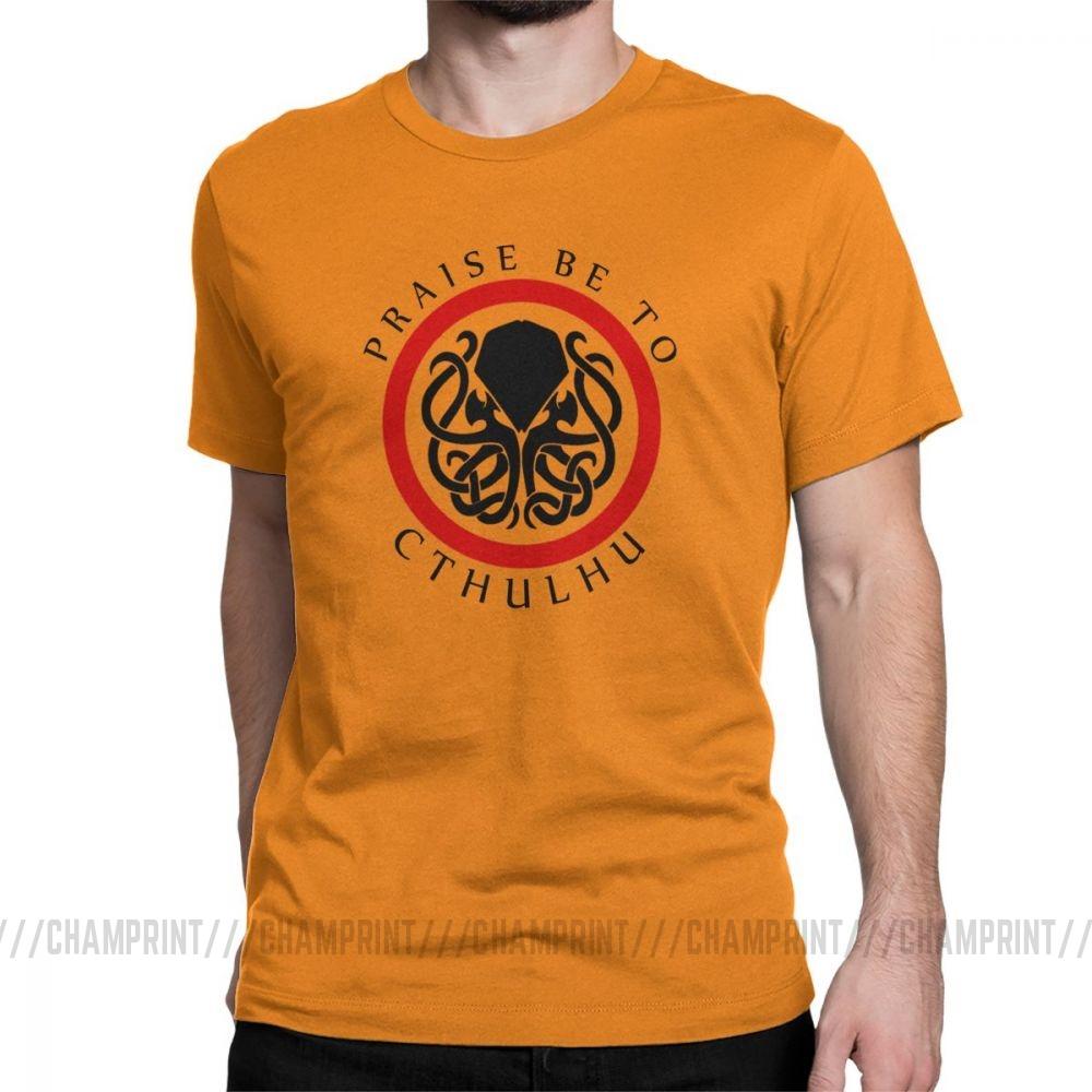 Praise Be To Cthulhu Cool T Shirts For Men Crewneck Cotton T Shirt Short Sleeve Tee