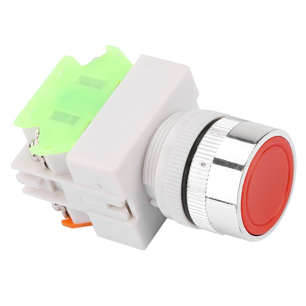 Self Locking Flat Head Red Push Button Switch 22mm Mount LAY3711BNZS