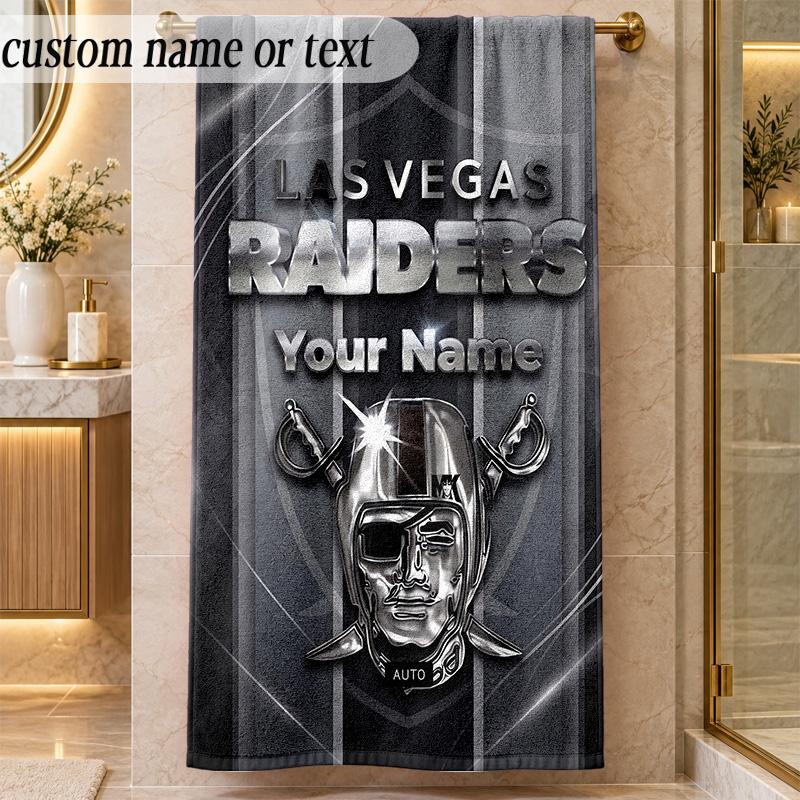 Beach TowelLas Vegas Raiders Custom Name Text Personalized Soft Towel for Beach Pool Indoor Home Decor Gift