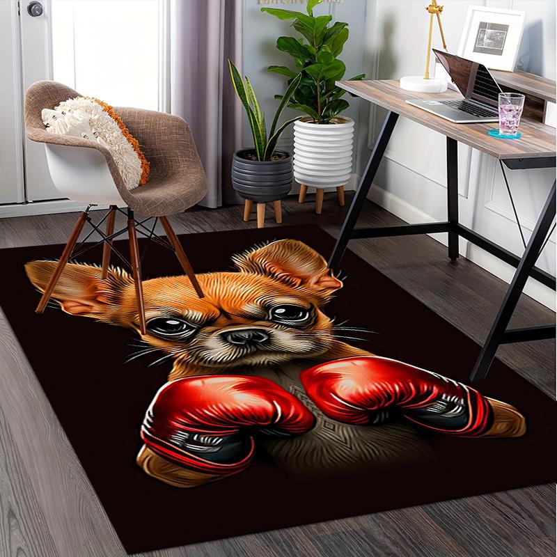 Boxing Chihuahua Chair Mat: Office Carpet, Oversized Rug for Home Decor, Sofa Mat, Gift Idea for Any Room