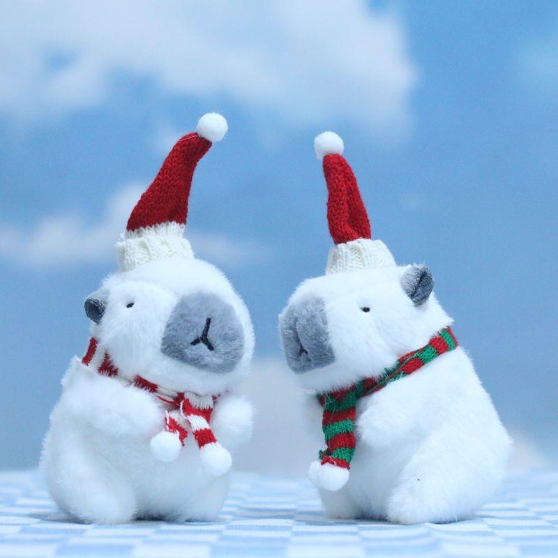 Adorable Cute Christmas Capybara Plush Keychain Soft Toy Doll For Bags And Accessories