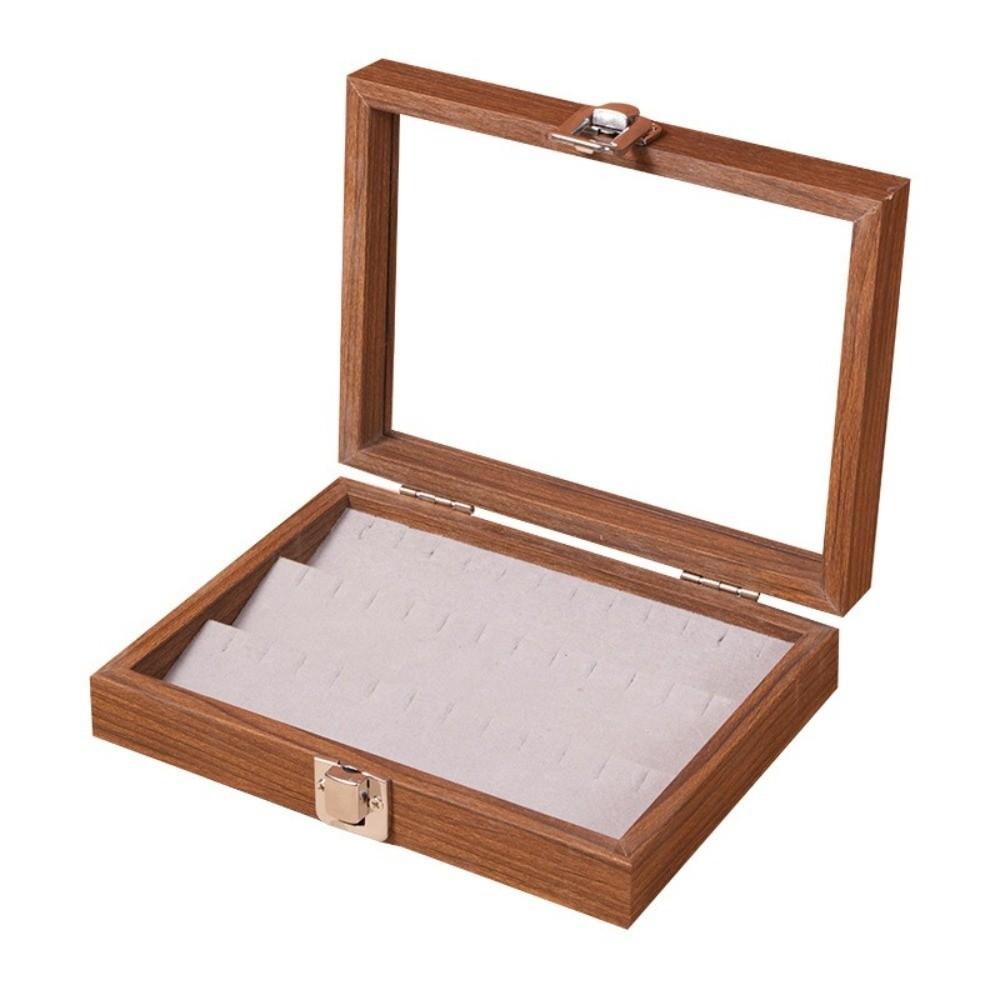 Dustproof Jewelry Box Walnut Color Jewelry Display Box Vintage Ring Necklace Storage Box  Bracelets