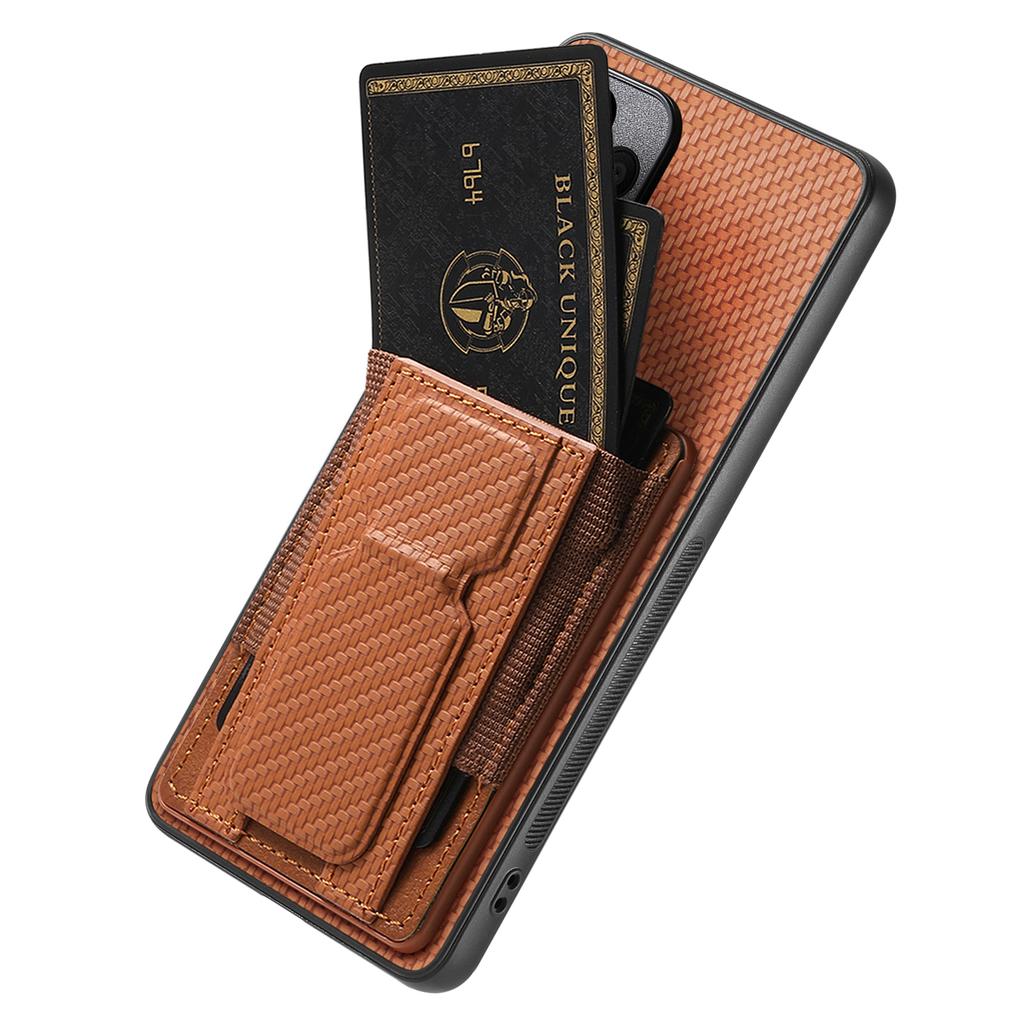 For Samsung Galaxy A36 5G Case with Card Holder Kickstand Fiber Pattern Leather Back Cover