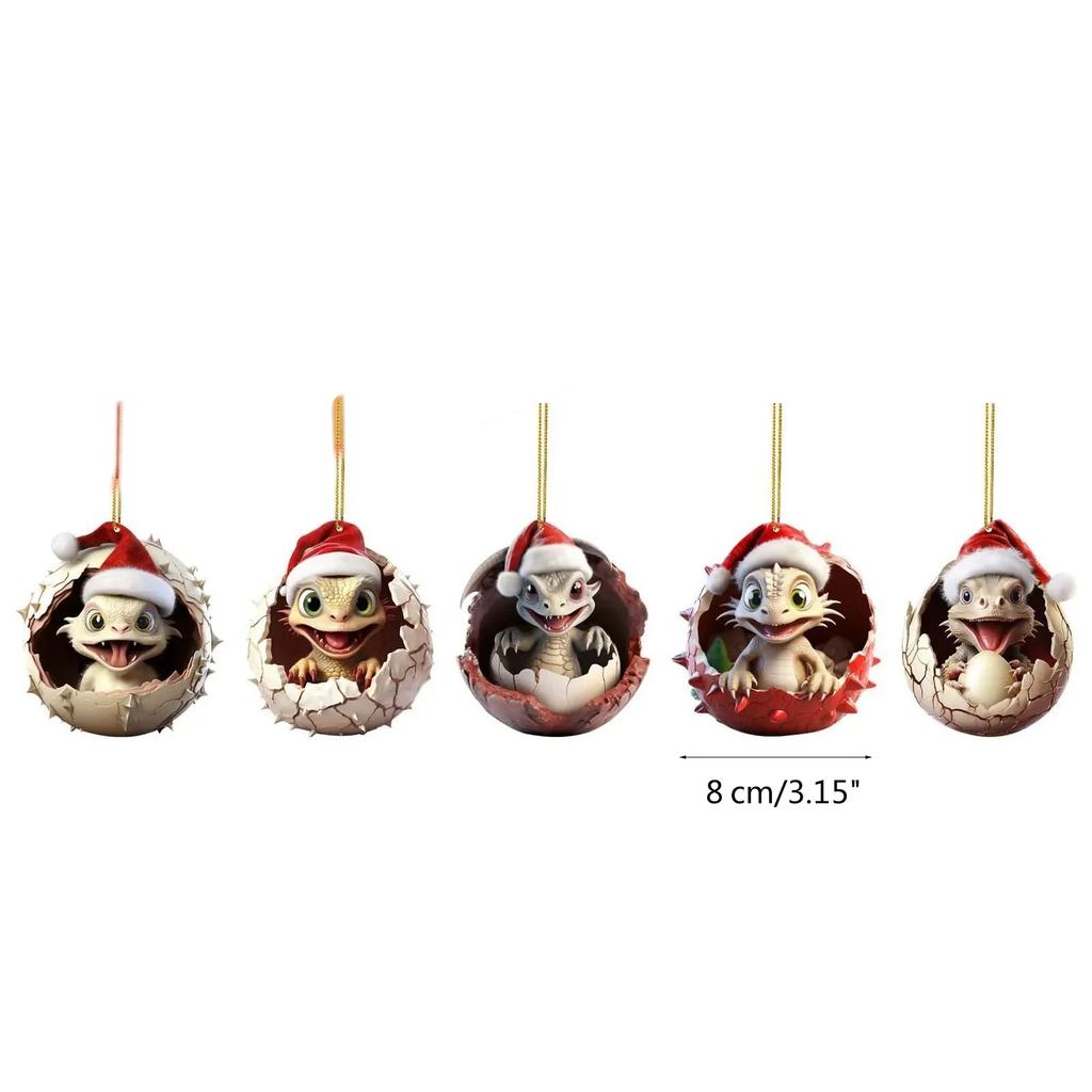 5 STÜCKE Festlicher Drache Baby Ei Weihnachtsbaum Anhänger Ornament Feiertagsornamente Charmante Cartoon Anhänger