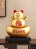 Lucky Cat Piggy Bank Storage Jar Desktop Decoration Resin Cat Animal Sculpture Living Room Foyer Home Decor Housewarming Gift