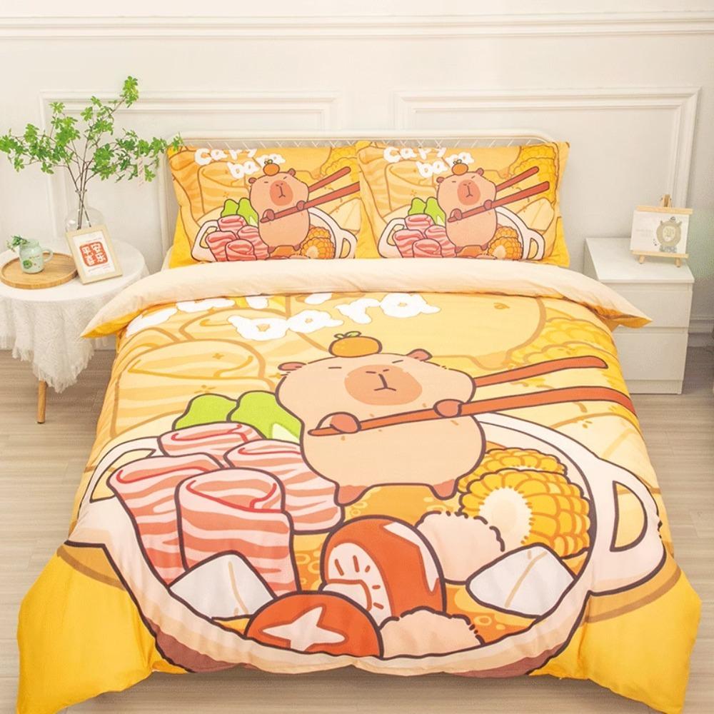 Cute Capybara Duvet Cover Pillowcase Bedding BoyGirl Bedroom Decoration Children-Gift Single Double Large SizeZip Duvet Cover