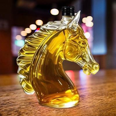 Glass Whiskey Decanter, Horse Shaped Entertaining Glass, Unique Beverage Dispenser for