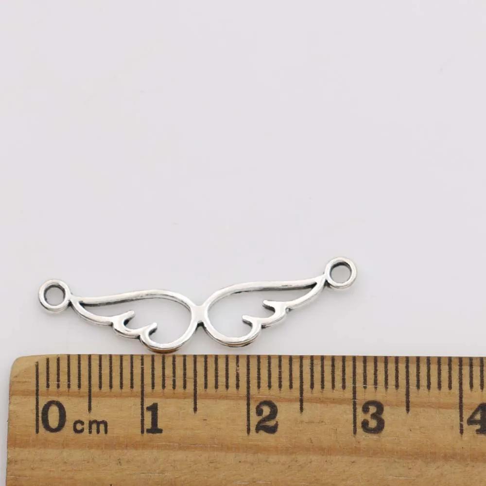 30Pcs Silver Plated Angel Wings Charm Connectors For Jewelry Making Bracelet Diy Craft Necklace Accessories 30X7Mm